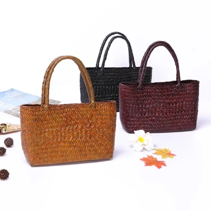 Thai version of seaweed woven bag shoulder bag women retro fashion rattan weaving beach bag holiday handbag