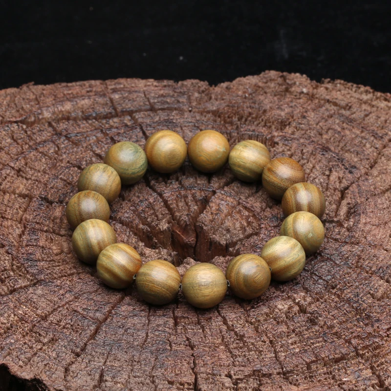 Echtes SandalWood Perlen 15mm buddhistisches Armband Rosenkranz Yoga Armband Damen und Herren Unisex (SandalWood) elastisches Armband – Detail 8