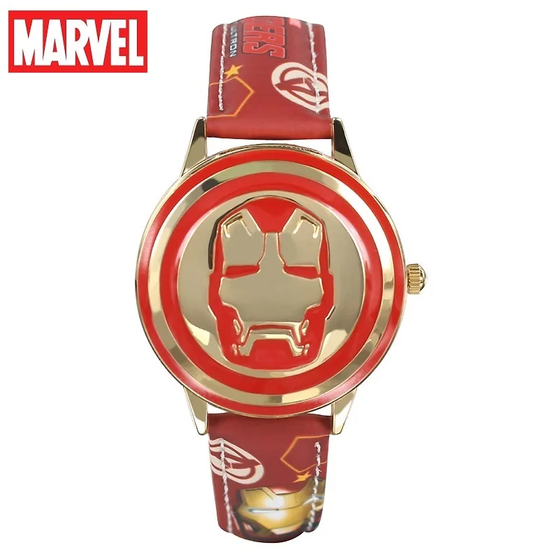 Marvel Iron Man The Avengers Captain America Spider Cartoon Flip Children Disney Quartz Wristwatch Boy Youth Student Teenage Kid