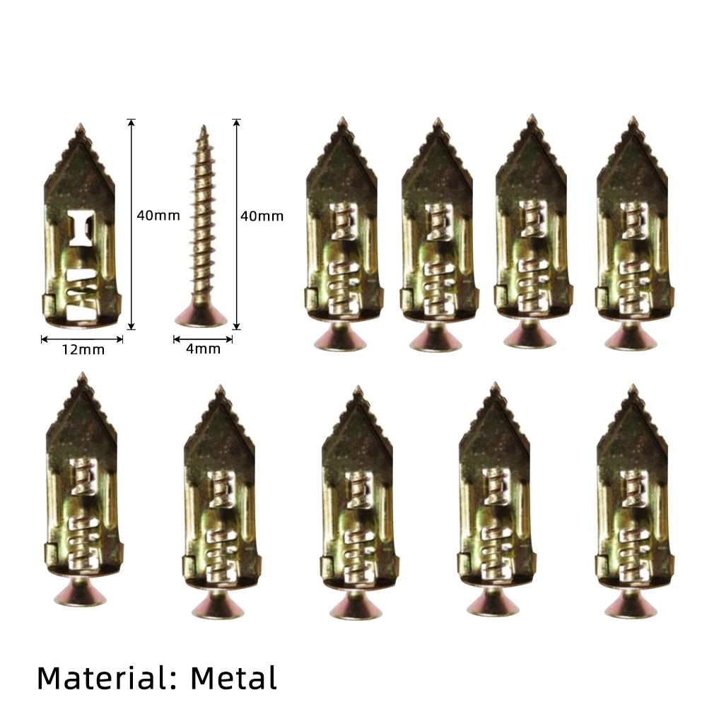 10Pcs Self Tapping Screws Expansion Design Sturdy Metal Easy Operation Reusable Self-drilling Anchors Kit for Home