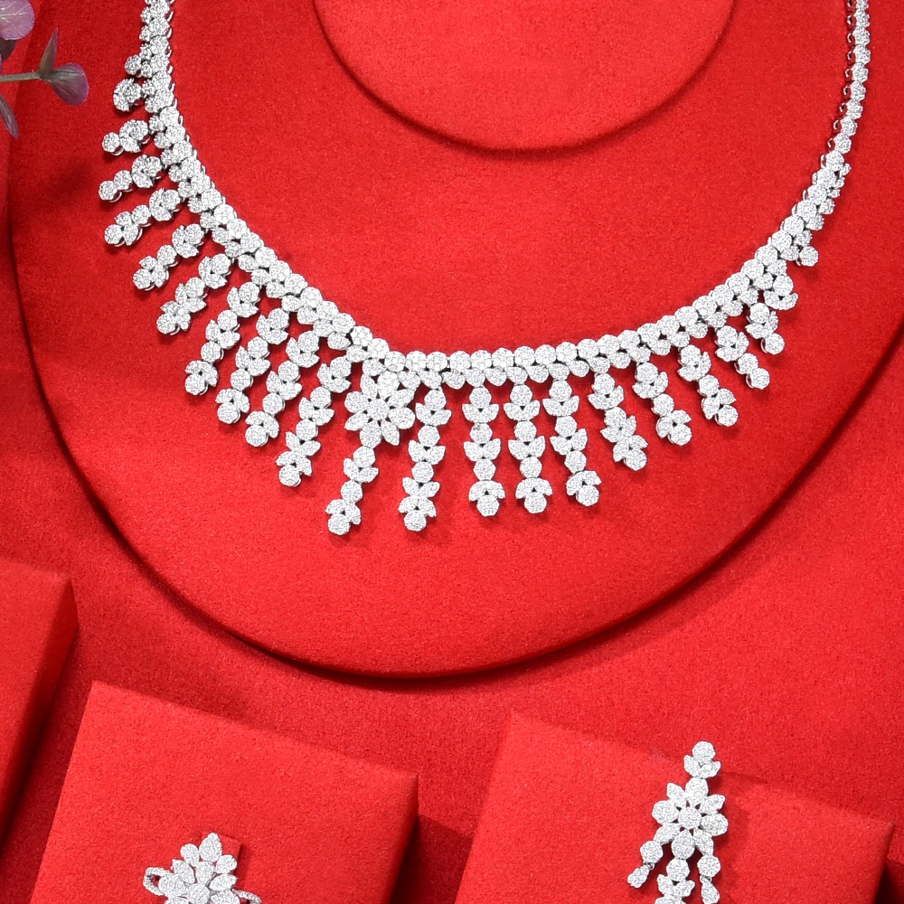 

GODKI Elegant Double Layers CZ Tennis Necklace 4PCS Bridal Jewelry Set For Women Wedding Zircon Dubai Indian jewelry Sets 2022