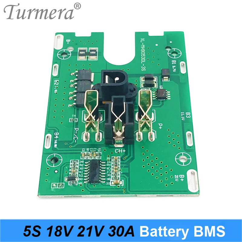 Turmera 5S 18V 21V 30A 리튬 이온 리튬 배터리 BMS 18650 배터리 스크루 드라이버 shura 충전기 보호 보드 적합 21V