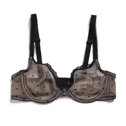 YBCG reggiseno da donna nero mezza coppa Lingerie di pizzo sfoderato con ferretto Bralette reggiseno trasparente a rete cava per donna intimo taglie forti