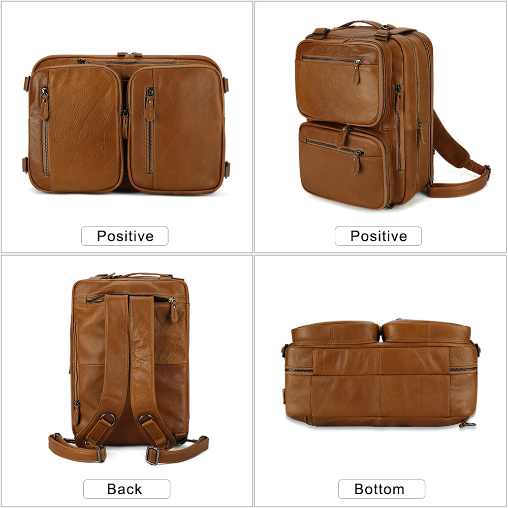 JOYIR Genuine Leather Backpacks Men School Bags Design Multifunction Travel Backpack Knapsack Rucksack Men Leather Duffle Bag