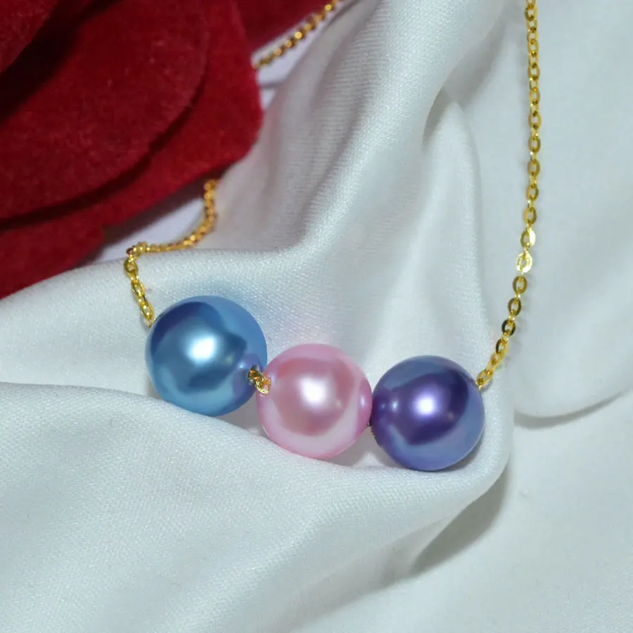 

XF800 Natural Freshwater Pearl Pendant Necklace 18K Yellow Gold Chain 7-8mm Real Pearl Women's Wedding Fine Jewelry [D350]