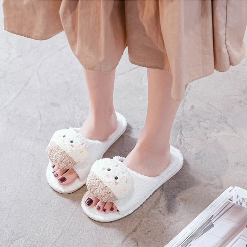 Winter  Soft Lovely Tthree-Dimensional Ice Cream Cake Fish Mouth Women Slippers Soft Quiet Home Bedroom Girl Shoes Slippers