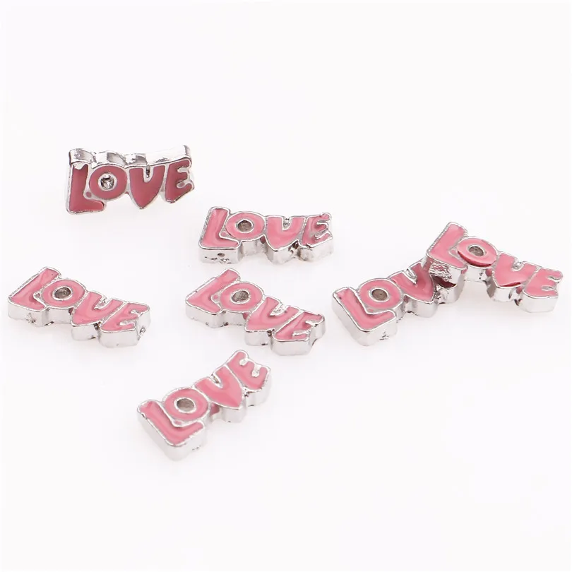 40Pcs/Lot Enamel Letter I Love You Floating Charms Words Family Love Pendant For Living  Memory Locket Jewelry Diy