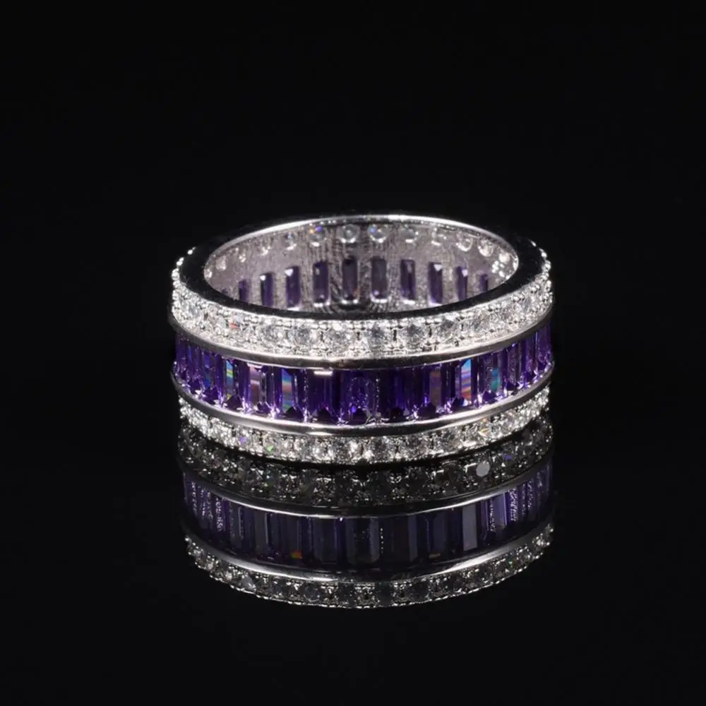 

Luxury 925 Sterling Silver purple Diamond Engagement Wedding Rings for Women Men Eternal Natural gemstone Jewelry gift