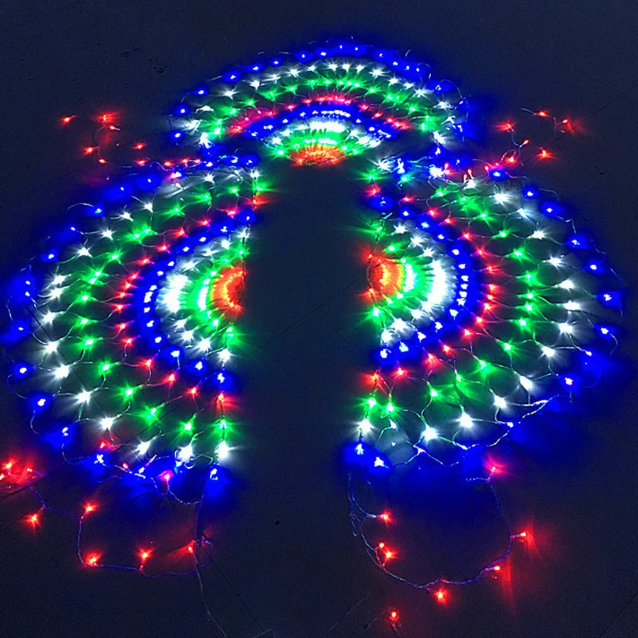 Led Peacock Mesh Christmas Curtain String Light 3M 8 Modes Fairy Garden Lights Garland for Home Outdoor Wedding Party Decoration