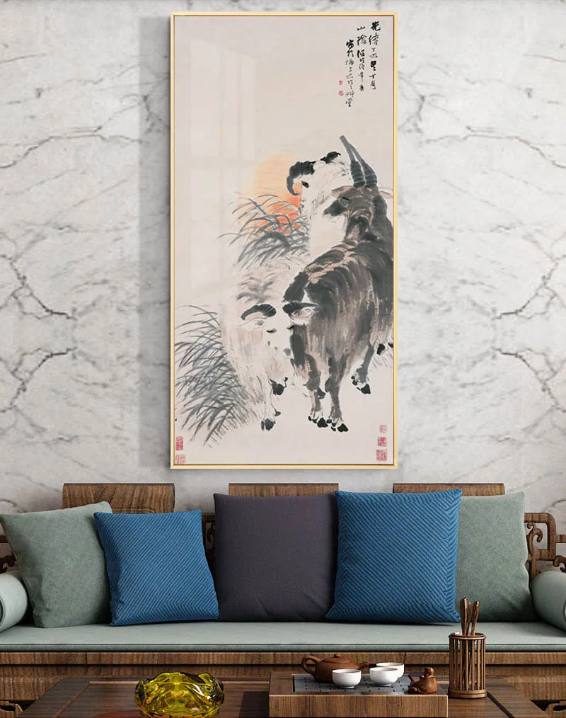 Chinese Style Painting Animal Landscape Canvas Frame Poster HD Picture For Office Home Living Room Wall Art Decoration