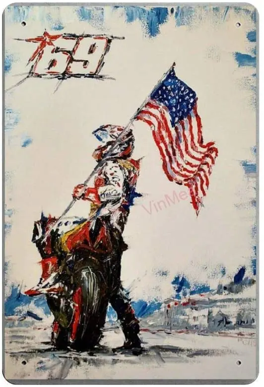 Nicky Hayden Retro metalowe znak blaszany płytki nazębnej plakat na ścianę sztuka dekoracyjna sfatygowany szykowny prezent nadaje się 12x 8 Cal