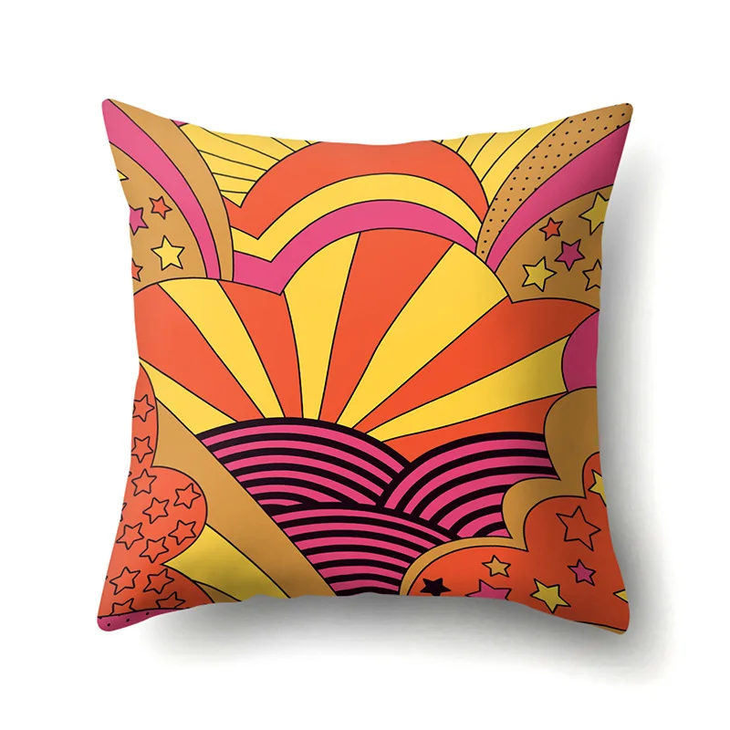 Fashion Cushion Cover Cartoon Funda Cojin Sun Sunrise Throw Pillows for Bedroom Rainbow Pillow Case Housse De Coussin Hogar 45cm