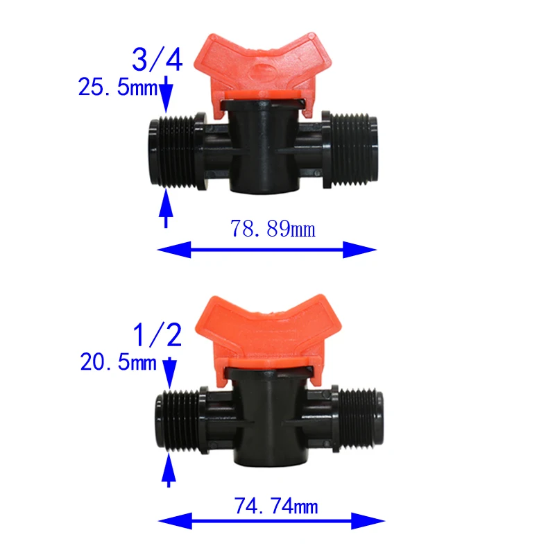 Male 1/2 to 1/2 garden hose tap 3/4 to 3/4 irrigation Water valve 2-way garden hose waterstop Connector cranes 1pcs