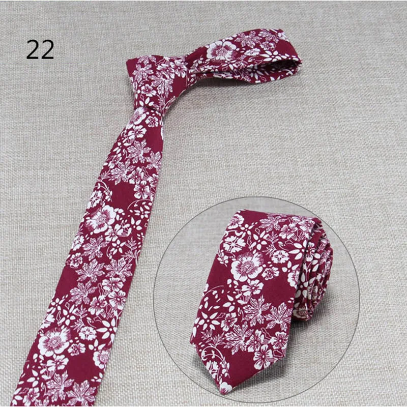 GUSLESON Fashion Mens Ties 6cm Paisley Red various colors flower Cotton Tie For Mens Formal Business Suit Wedding Gift Necktie