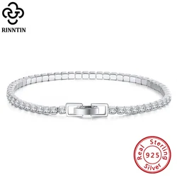 Rinntin 925 Sterling Silver Princes Cut 2.5/3.0mm Cubic Zirconia Classic Tennis Bracelet 6.5/7.0/7.5 Inch Tennis Jewelry SB113