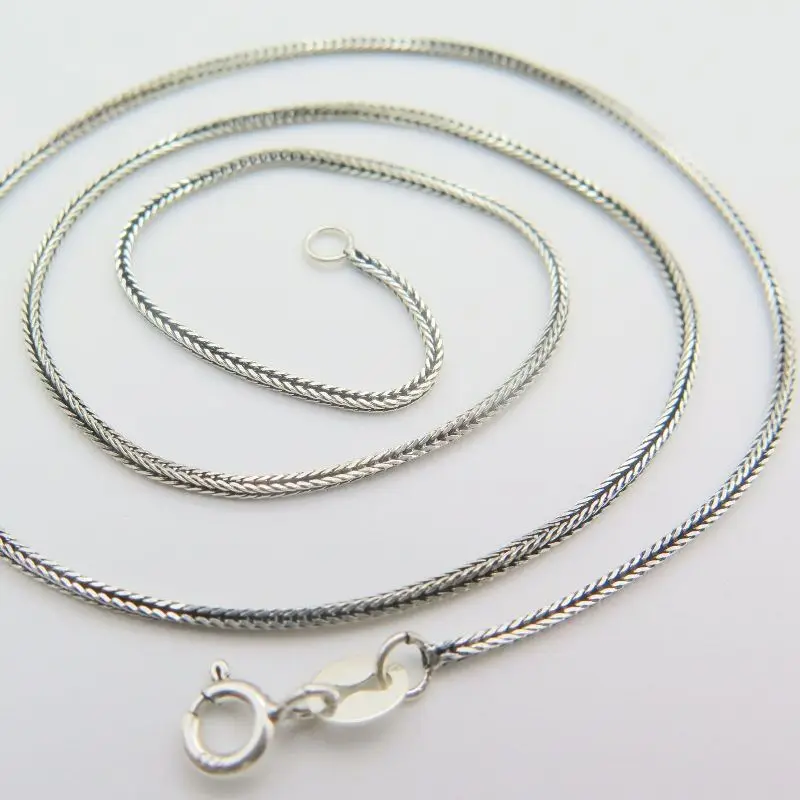 Pure 925 Sterling Silver Necklace 1.0mm Wheat Link Chain Necklace For Women 40cm, 45cm