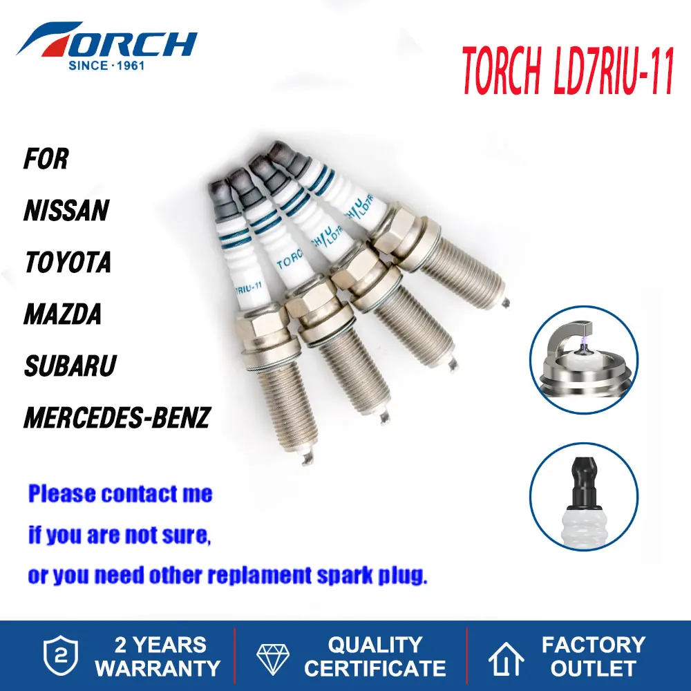 (Pack of 4-8) Car Candles Iridium Power TORCH Spark Plugs LD7RIU-11 for Toyota Nissan Honda MERCEDES-BENZ SUBARU MAZDA