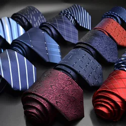 Corbatas clásicas de 7cm para hombre, corbata de seda de lujo a rayas a cuadros, corbata para traje de hombre de cuello de negocios, corbata de corbatas de fiesta boda