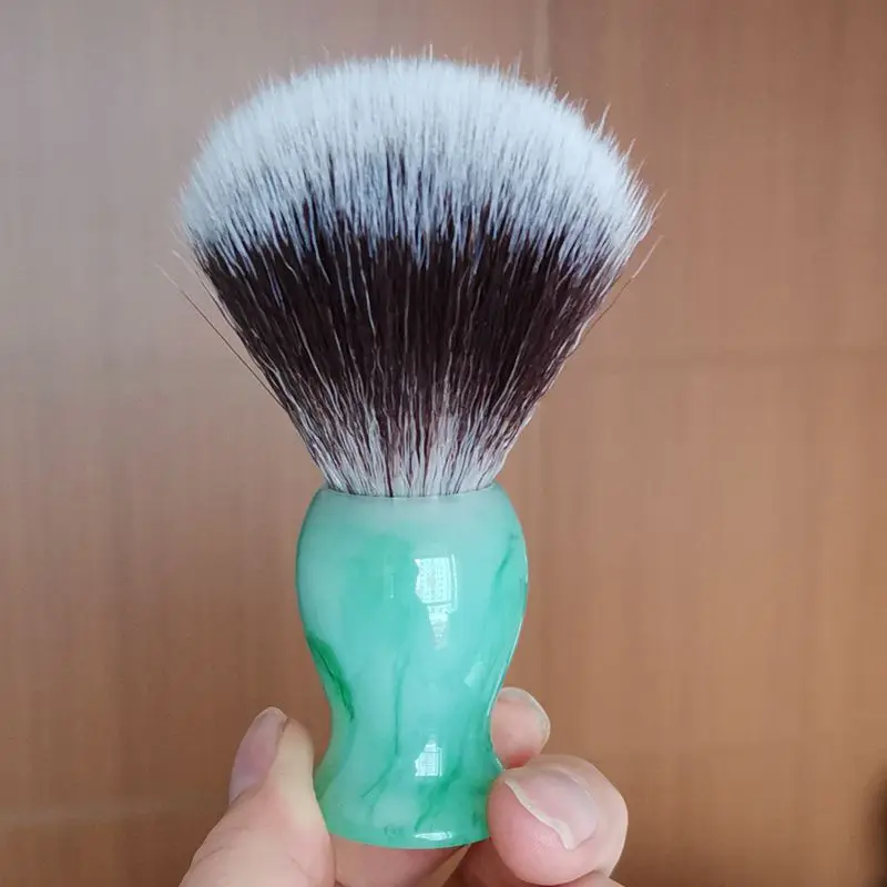 TEYO Synthetic Shaving Brush of Emerald Green Pattern Resin Handle Perfect for Man Wet Shave Beard Brush