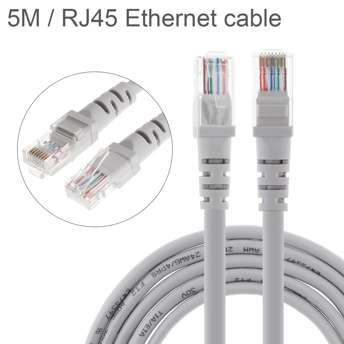 DiGiYes 5 м 6.4Ft CAT6 Чистый медный кабель Ethernet высокое Скорость 8P8C тёмные очки в круглой проволочной RJ45 сетевой кабель для компьютера маршрутизато...