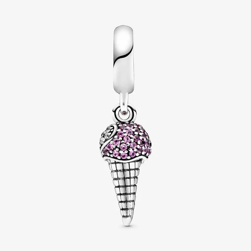 2020 New 925 Sterling Silver Beads Pave Setting Ice Cream Cone Charms fit Original Pandora Bracelets Women DIY Fashion Jewelry