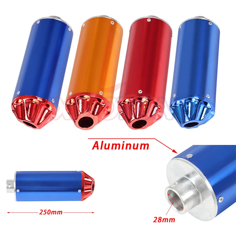 4 Color Universal Aluminum 28MM Motorcycle Exhaust Muffler Pipe Adjustable Silencer 2 Stroke For Street Scooter Motocross ATV