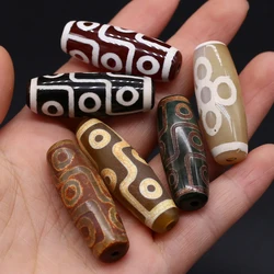 Natural Agate Decorate Beads Cylindrical Shape Long Dzi Bead for Jewelry Making DIY Necklace Bracelet Accessries 14x40mm