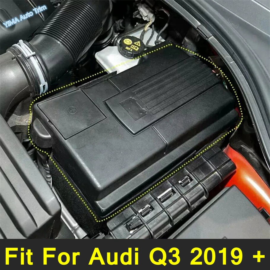 Black Auto Engine Hood Battery Anode Negative Electrode Protective Cover Cap Fit For Audi Q3 2019 - 2024 Interior Accessories