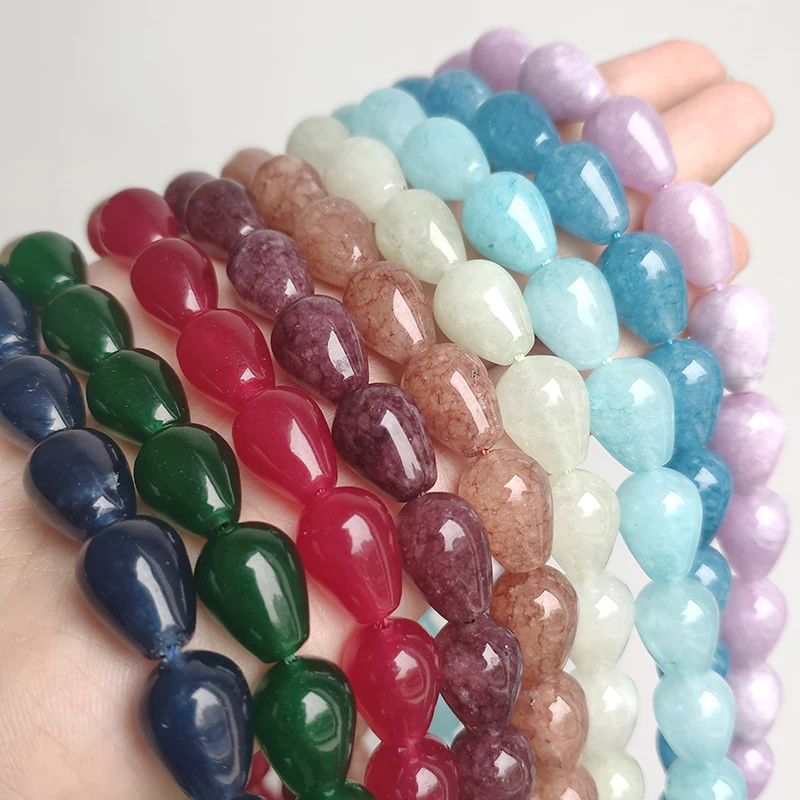 Natural Stone Beads Jades Angelite Amazonite Waterdrop Shape Loose Beads for Jewelry Making DIY Bracelet Accessories 15''