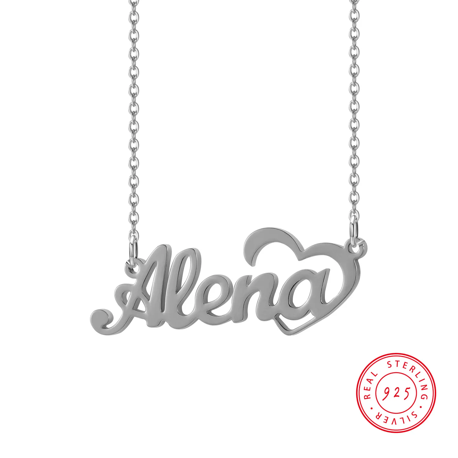 

Customized Name Necklace With PersonalisHeart Symbol Letter 925 sterling Silver Nameplate Choker Handmade Gift for Women Jewelry
