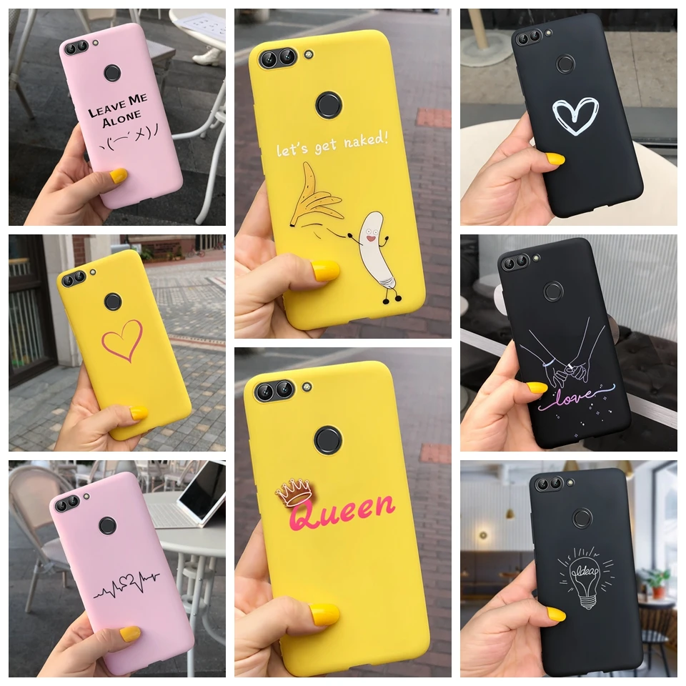 For Huawei P smart FIG-LX1 Case Couples Cartoon Lovely Heart Painted Silicone Cover For Huawei P smart 2019A POT-LX1 Cases Funda