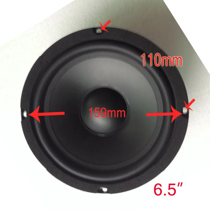 2pcs/Lot  6/ 6.5 inch  Loudspeakers 300W Max 8 Ohm Black Rubber Edge PP Cone Car HiFi  Audio Midrange Speakers KTV