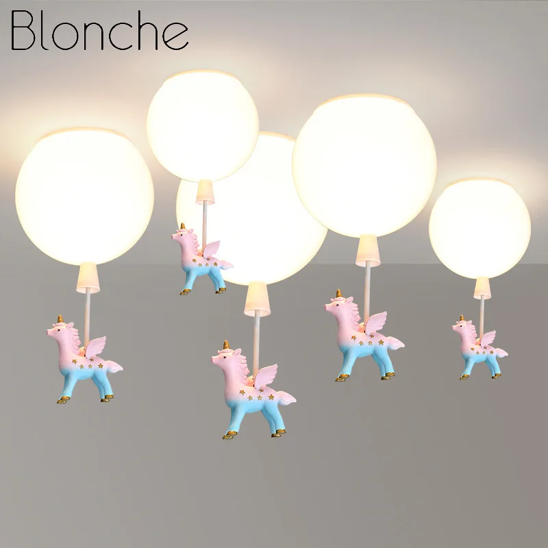 

Nordic Balloon Ceiling Light Cartoon Pony Warm Children's Room LED Chandelier Dining Room Home Bedroom Decoration Ceiling Lamp