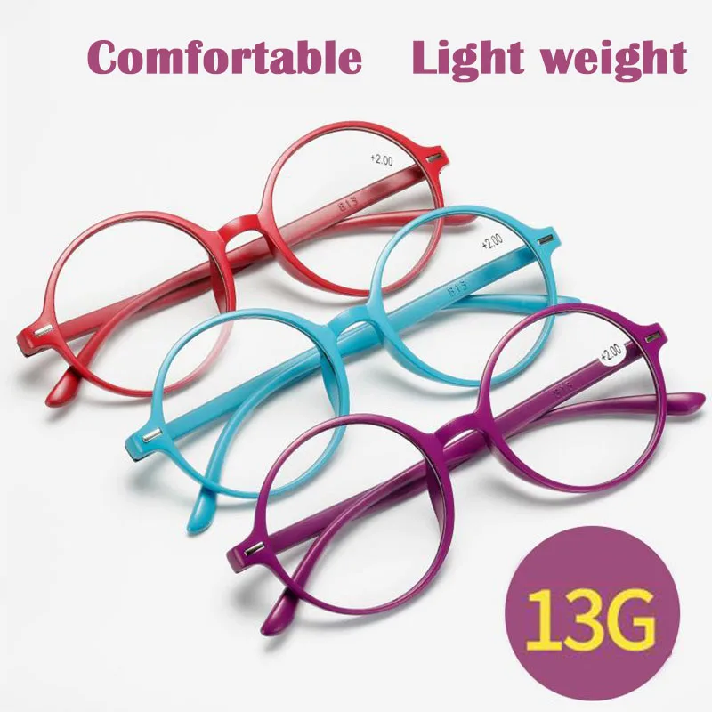 

Plastic Ultralight Round Frame Reading Glasses Men Women Retro Fashion Clear HD Presbyopic Readers Glasses With Diopters +1.5