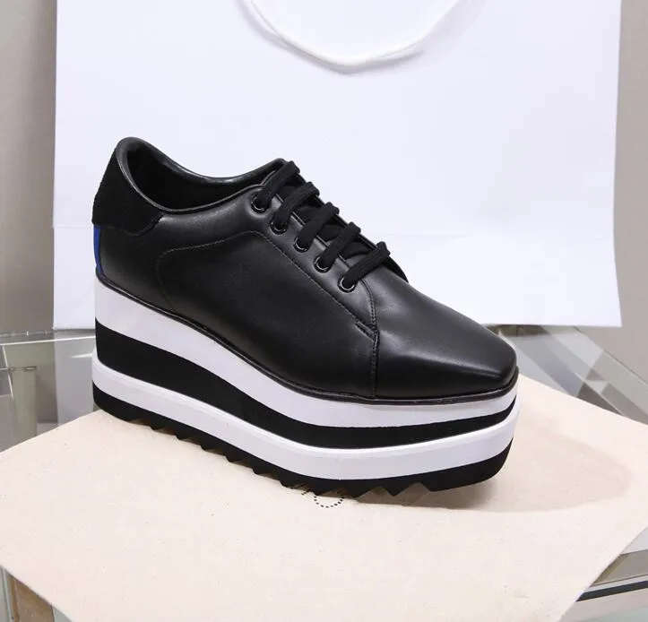 Nuove Donne di Modo Casual Scarpe In Pelle Confortevole Pattini Della Piattaforma Delle Donne Scarpe Da Tennis Delle Signore Bianco Nero scarpe Da