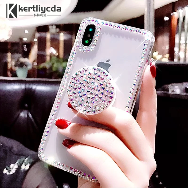 Luxury Diamond Stand Mobile Phone Case, Protective Shell, iPhone 16 15 14 Plus 13 Mini 12 11 Pro X XS Max XR SE2 SE3 outer cover