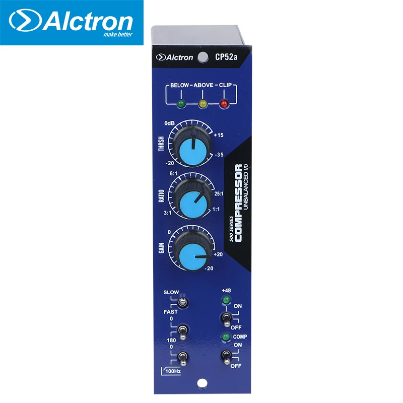 Alctron CP52A compressor/limiter with compression modes and comprehensive metering used in recording and stage performance