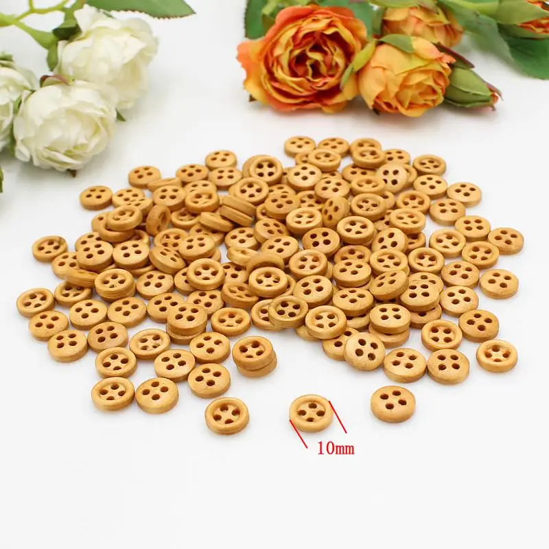 100 or 200pcs 8mm Mini Wooden Buttons for Crafts Sewing Accessories Clothing Supplies Home Decor 4 Holes