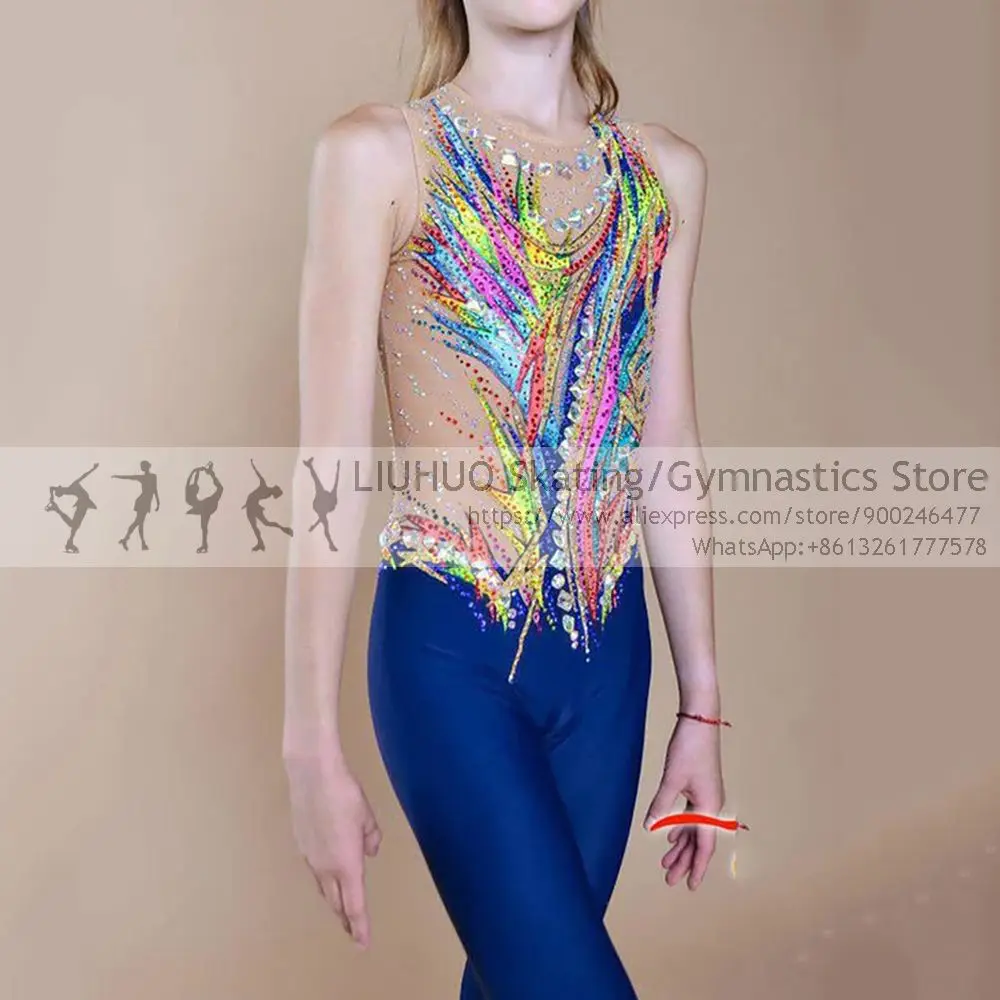 Adult Ice Skating dress Girls catsuit Competition ballroom dancing Maxi Kids Ice Skate dress Rhythmic Gymnastics Jumpsuits