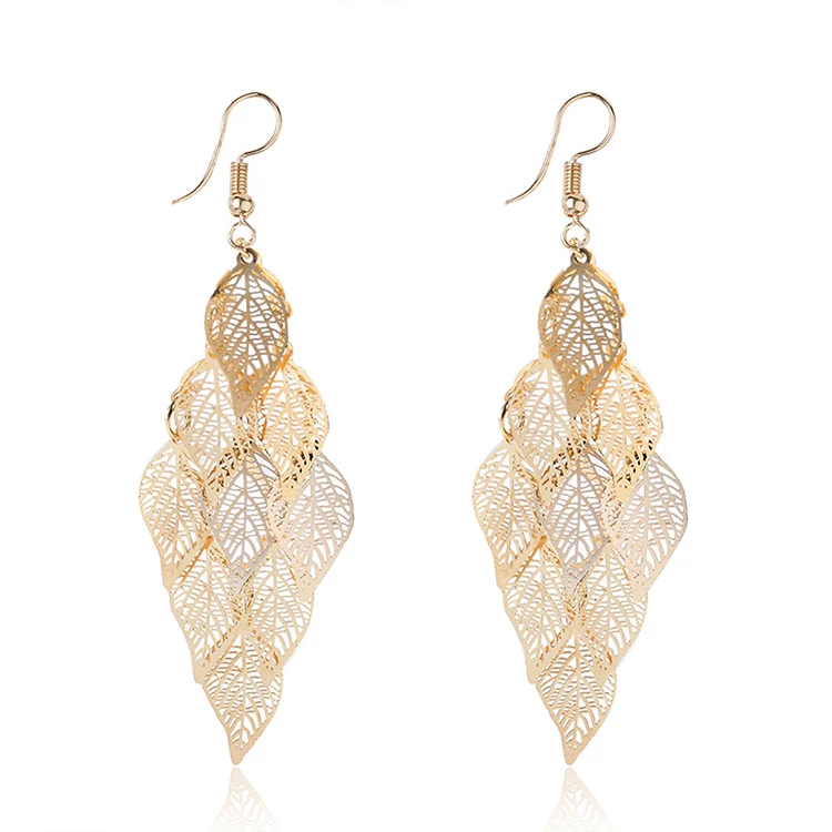 Vintage Hohle Blätter Tropfenohrringe für Frauen Böhmische Bunte Lange Hängeohrringe 2026 Modeschmuck Boucle Oreille Femme – Detail 3