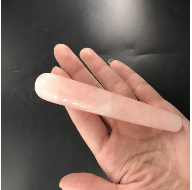 1PC good Quality Natural Rose Quartz Yoni Wands Gemstone Crafts Pleasure Wand Body Hand Massage Wood Magic Stone Ornament Gifts