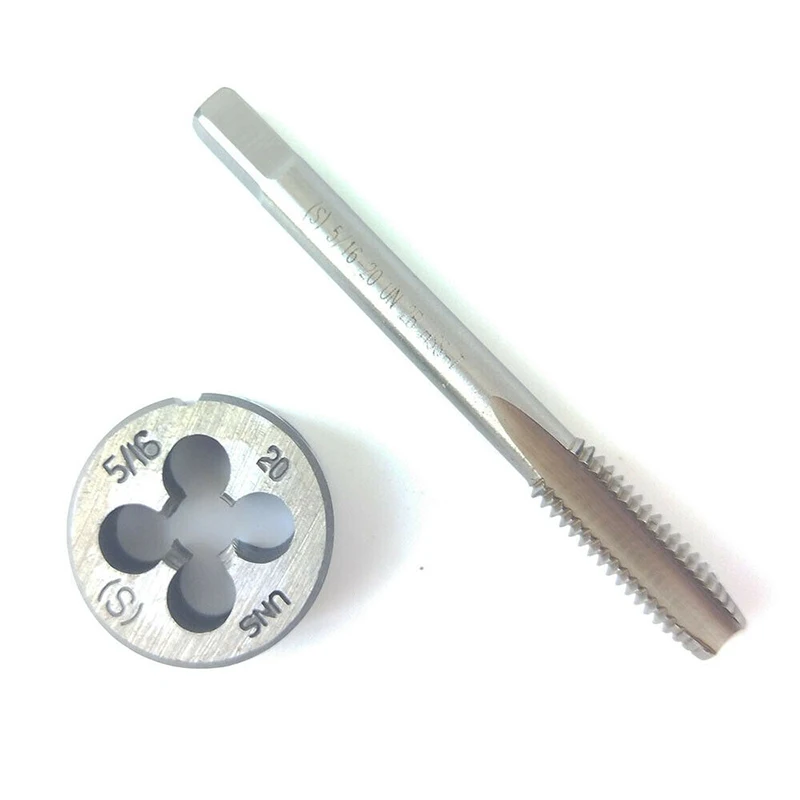 2 Buah 5/16-20 Set Tap dan Die UNS British AS Buatan Tangan Kanan Alat Taper Threading untuk Mesin Cetakan