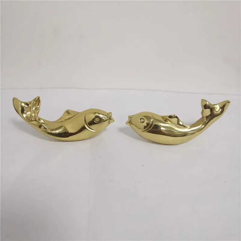 1pc Pure Copper Fish Shaped Drawer Cabinet Door Wardrobe Locker Handle Single Hole Furniture Knob Diy Animals Handles