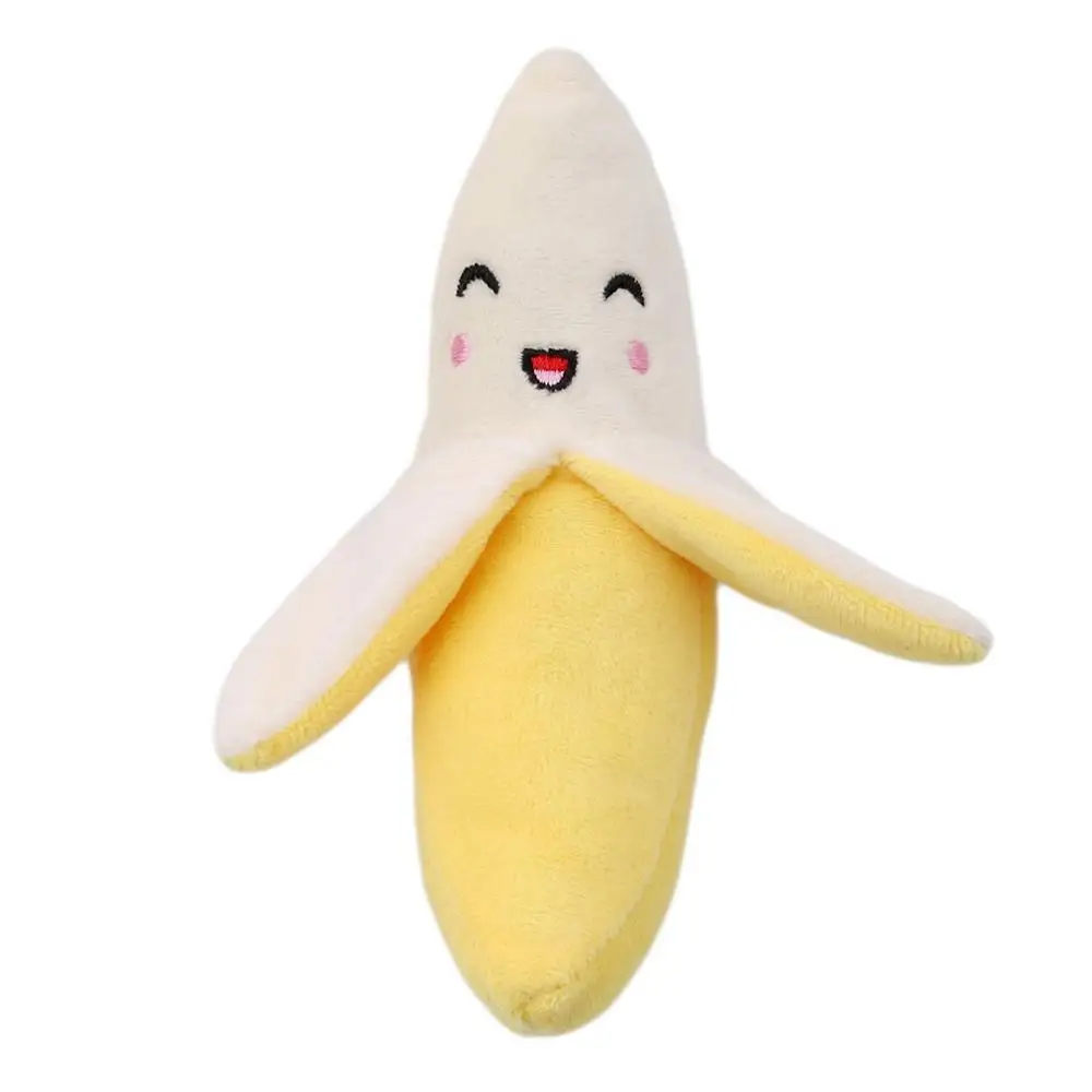 Pet Supply 1pc Plush Banana Shape Dog Squeak Sound Toys Fruit Interactive Cat Dog Toy