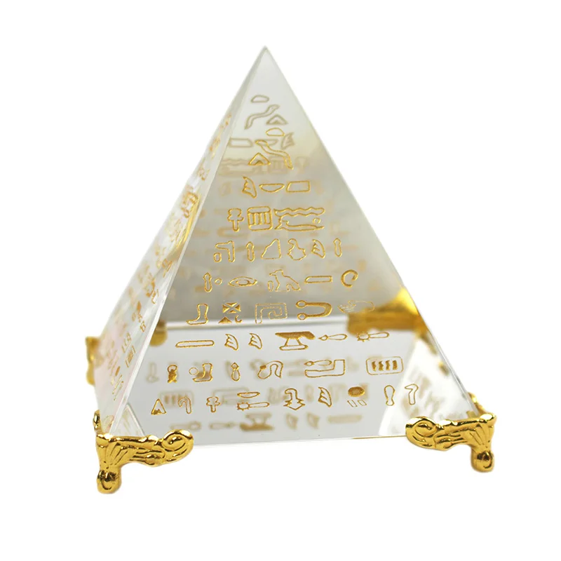 

New Hieroglyphs Pyramid Crystal Feng Shui Stone Yoga Energy Healing Crystal Ornament Living Room Decoration