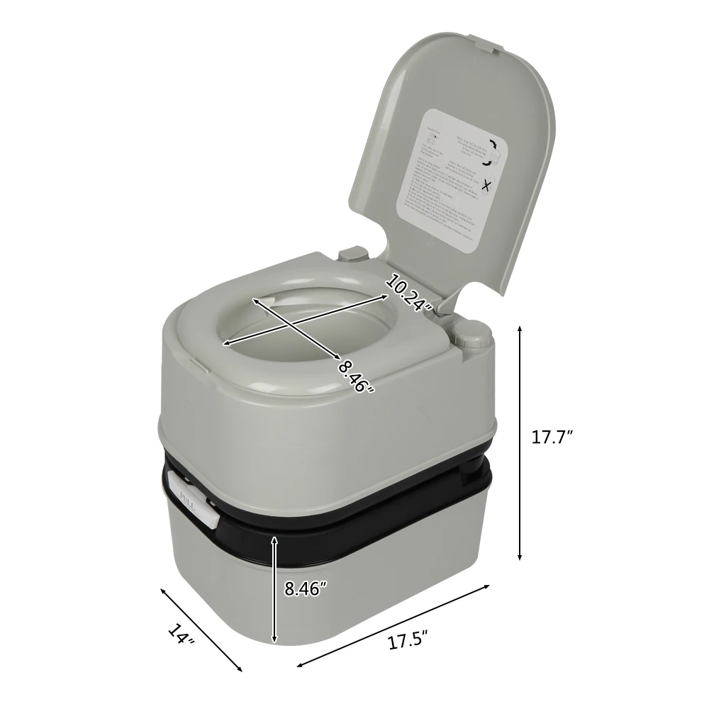 Portable Flush Toilet for Car Tent Outdoor Camping Removable 24L Plastic  with Double Outlet Odor Proof Leak Proof Durable[US-W]