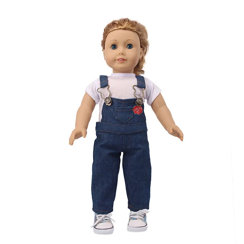 2 sztuk/zestaw ubranka dla lalki topy + dżinsy płaszcz sweter sukienka Fit 18 Cal American of Girl's Doll i 43Cm Baby Reborn Doll nasza generacja zabawka