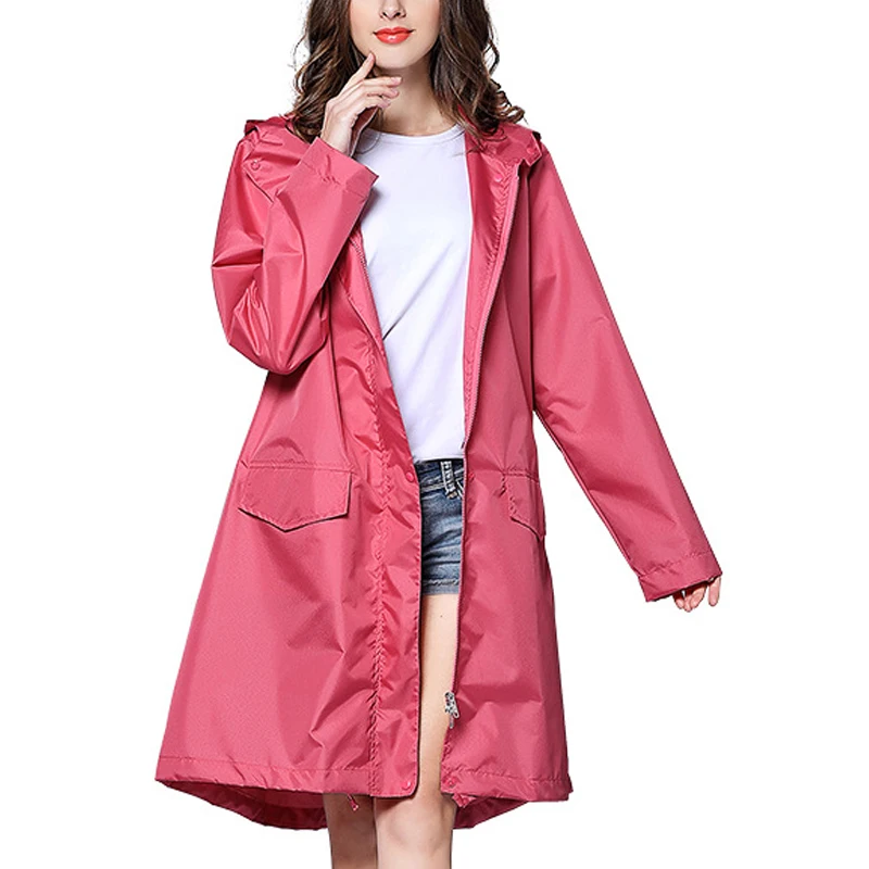 

Women Men Raincoat Jacket Windbreaker Lightweight Breathable Zipper Rain Trench Coat Poncho Windproof Hooded Rainwear Outwear