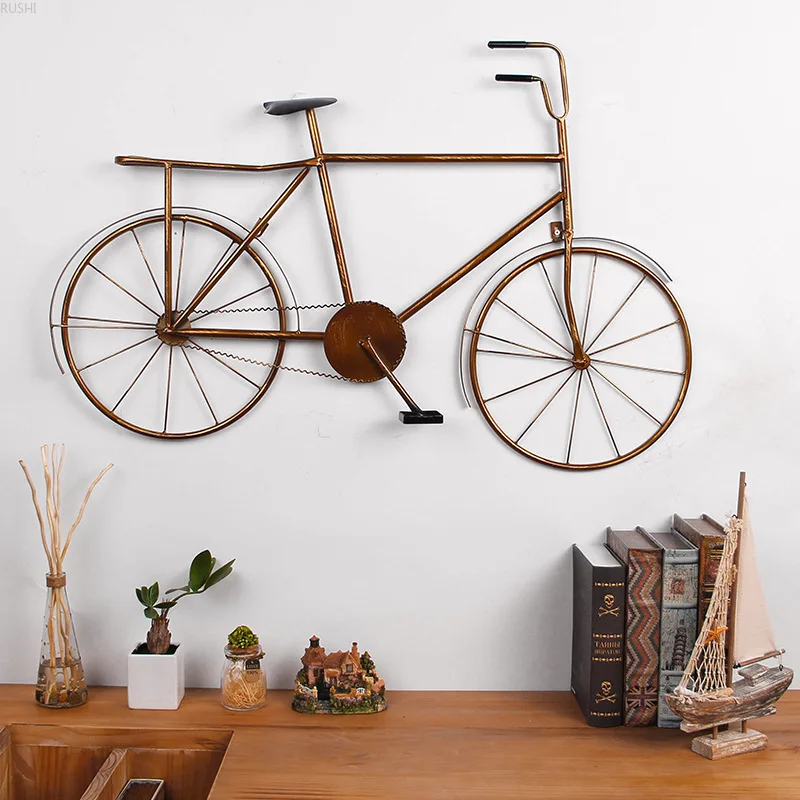 

Creative Retro Industrial Style Iron Bicycle Wall Hanging Bedroom Bar Cafe Home Wall Decoration Metal Bike on Wall Craft Decor