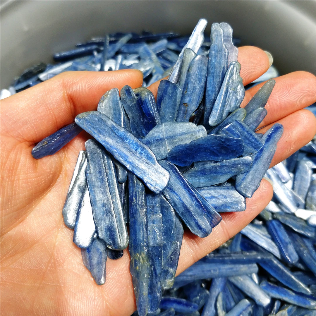 Tự Nhiên Thạch Anh Màu Xanh Dương Kyanite Tinh Thể Phẳng Thanh Lát Cắt Cyanite Khoáng Thạch Anh Búi Tó Sỏi Hạt Đá Lành Vườn Bể Trang Trí